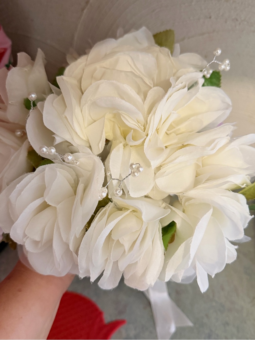 Ivory Silk Bridal Bouquet with Pearl Accents